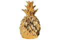 Artistic Pineapple Figurine In Ceramic, Glossy Gold-Statues-Gold-Ceramic-JadeMoghul Inc.