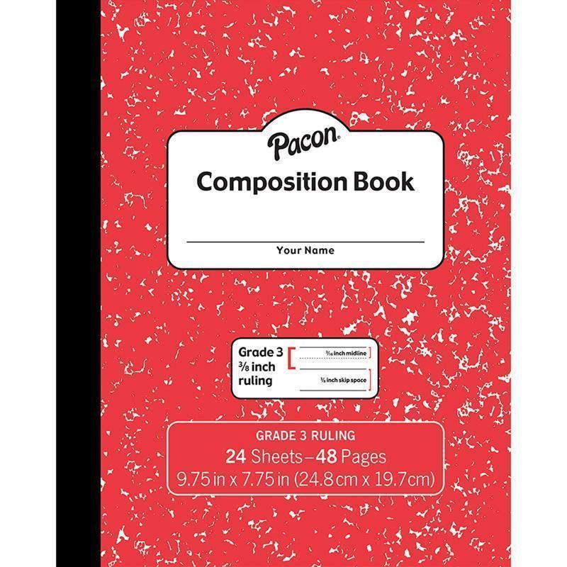 Marble Composition Book Gr 3 Red