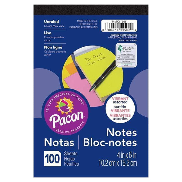 Neon 4 X6 Note Pad 100 Ct