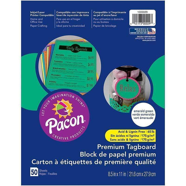 Arts & Crafts Premium Tagboard Emerald Green PACON CORPORATION