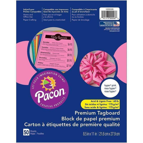 Arts & Crafts Premium Tagboard Hyper Pink PACON CORPORATION
