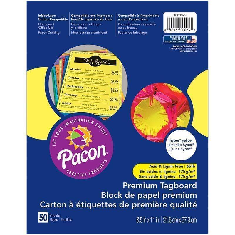 Arts & Crafts Premium Tagboard Hyper Yellow PACON CORPORATION