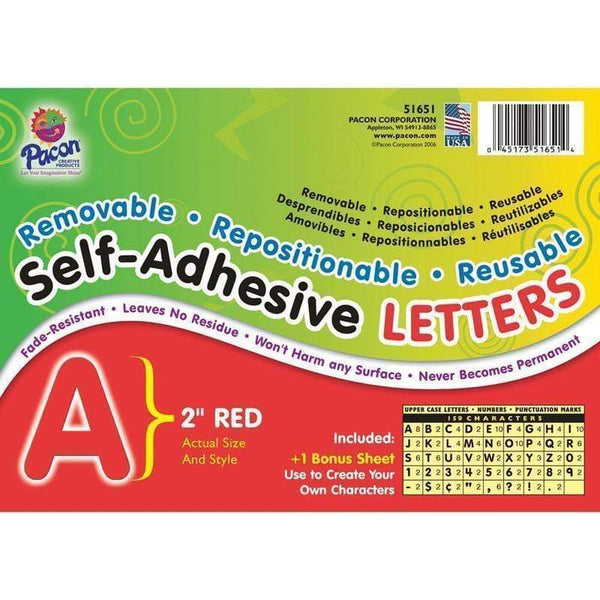 Arts & Crafts Self Adhesive Letter 2 In Red PACON CORPORATION