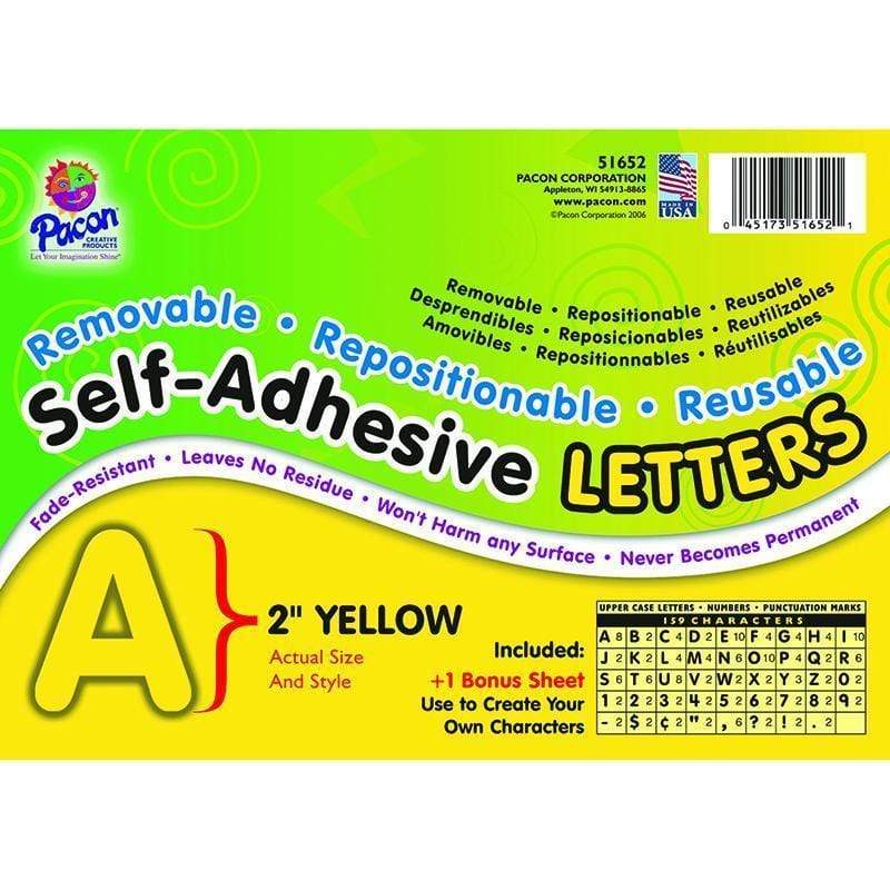 Arts & Crafts Self Adhesive Letter 2 In Yellow PACON CORPORATION