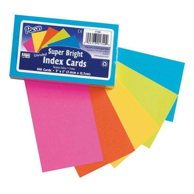 Arts & Crafts Super Bright Index Cards 3 X5 Unrule PACON CORPORATION