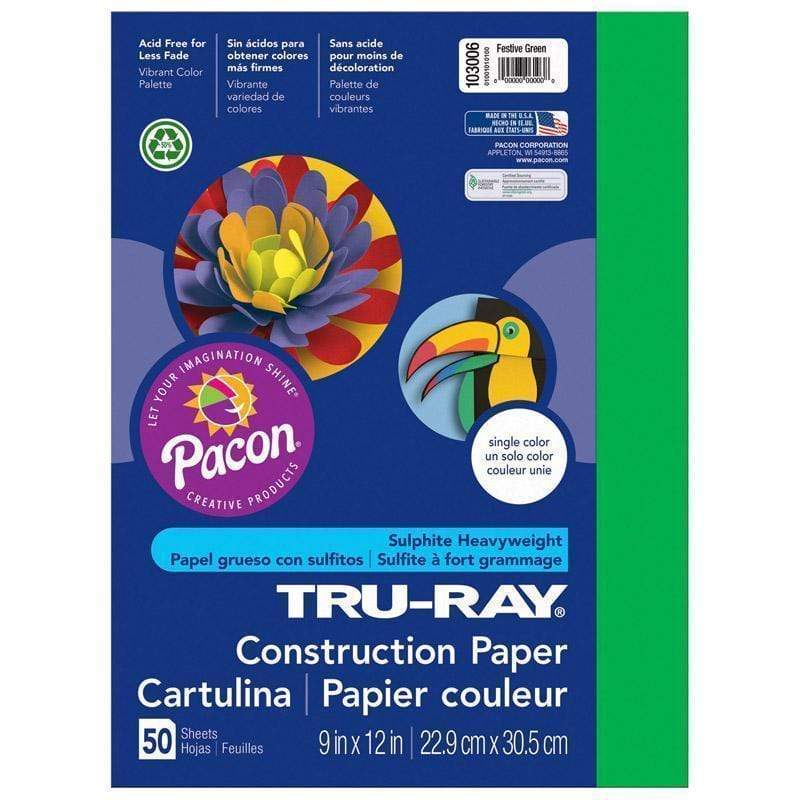 Arts & Crafts TRU RAY 9 X 12 FESTIVE GREEN 50 SHT PACON CORPORATION
