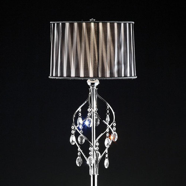 Arya Traditional Floor Lamp-Floor Lamps-Black, Chrome-Crystal Metal-JadeMoghul Inc.