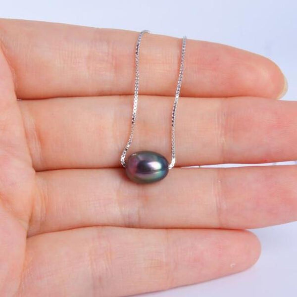 ASHIQI 925 sterling silver freshwater pearl necklaces pendant 7-8mm natural pearls jewelry-Black-7-8mm-40cm-JadeMoghul Inc.