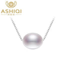ASHIQI 925 sterling silver freshwater pearl necklaces pendant 7-8mm natural pearls jewelry-White-7-8mm-40cm-JadeMoghul Inc.