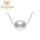 ASHIQI 925 sterling silver freshwater pearl necklaces pendant 7-8mm natural pearls jewelry-White-7-8mm-40cm-JadeMoghul Inc.