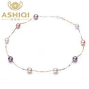 ASHIQI Natural pearl necklace 100% 925 sterling silver necklace, 7-8mm Real Cultured Freshwater pearl Jewelry for Women gifts-Multi-7-8mm-40cm-JadeMoghul Inc.