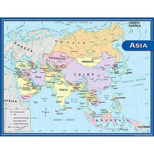 ASIA MAP CHART 17X22-Learning Materials-JadeMoghul Inc.