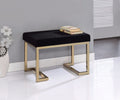 Astonishing Ottoman, Black Fabric & Gold-Footstools and Ottomans-Black Fabric & Gold-Fabric Metal Tube Foam-JadeMoghul Inc.