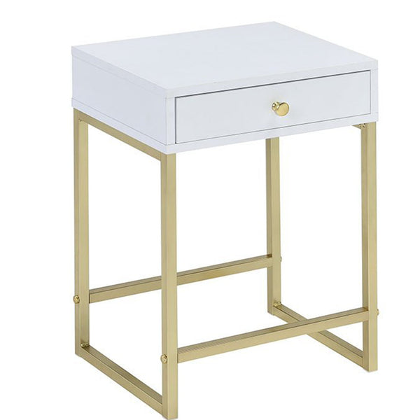 Astonishing Side Table, White & Gold-Side Tables and End Tables-White&Gold-PB PVC Hard Veneer Metal Tube-JadeMoghul Inc.