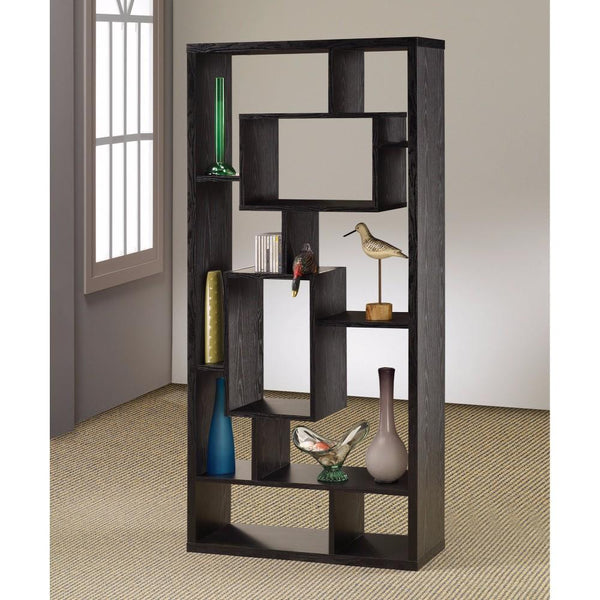 Asymmetrical Cube Black Book Case with Shelves-Book Cases-BLACK-MELAMINE PAPER-JadeMoghul Inc.
