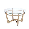 Attractive Coffee Table, Gold & Clear Glass-Coffee Tables-Gold and Glass-Clear Glass Metal Tube-JadeMoghul Inc.
