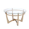 Attractive Coffee Table, Gold & Clear Glass-Coffee Tables-Gold and Glass-Clear Glass Metal Tube-JadeMoghul Inc.