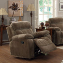 Attractive Glider Recliner with Pillow Arms, Brown-Recliner Chairs-BROWN-VELVET-JadeMoghul Inc.