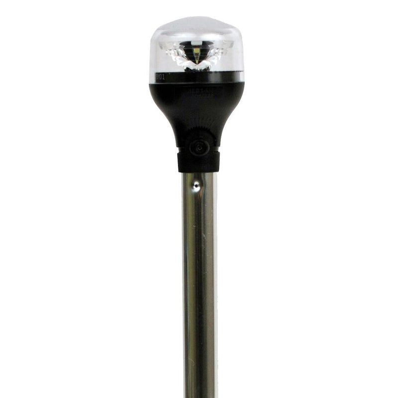 Attwood LightArmor Plug-In All-Around Light - 20" Aluminum Pole - Black Horizontal Composite Base w-Adapter [5550-PA20-7]-Navigation Lights-JadeMoghul Inc.