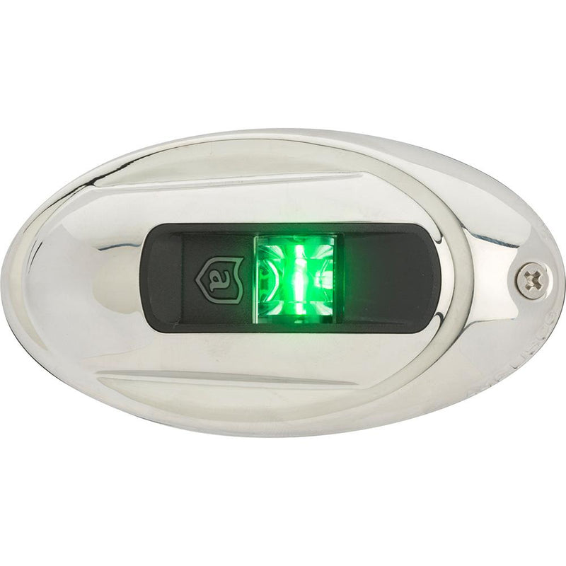 Attwood LightArmor Vertical Surface Mount Navigation Light - Oval - Starboard (green) - Stainless Steel - 2NM [NV4012SSG-7]-Navigation Lights-JadeMoghul Inc.