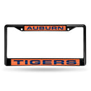 Black License Plate Frame Auburn Black Laser Chrome Frame