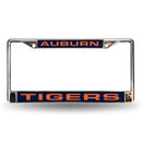 Ford License Plate Frame Auburn Blue Laser Chrome Frame