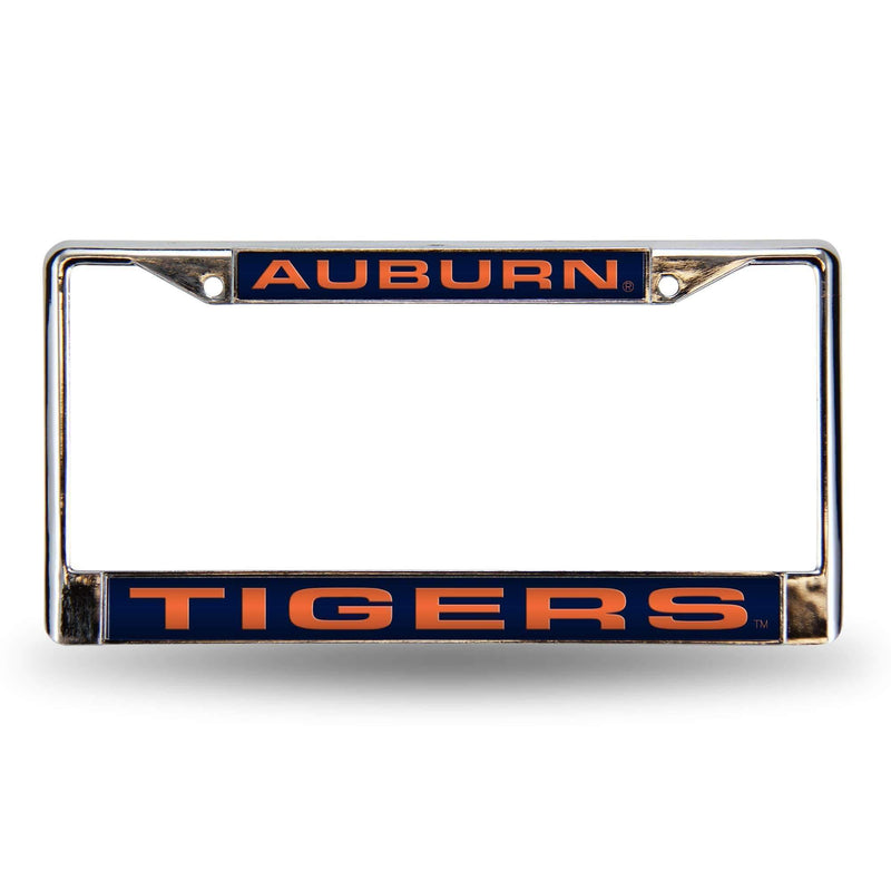 Ford License Plate Frame Auburn Blue Laser Chrome Frame