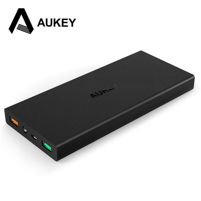 AUKEY Quick Charge 2.0 16000mAh Portable External Battery 5V 9V 12V USB Dual Mobile Power Bank For iPhone X Samsung Xiaomi LG-China-Black-JadeMoghul Inc.