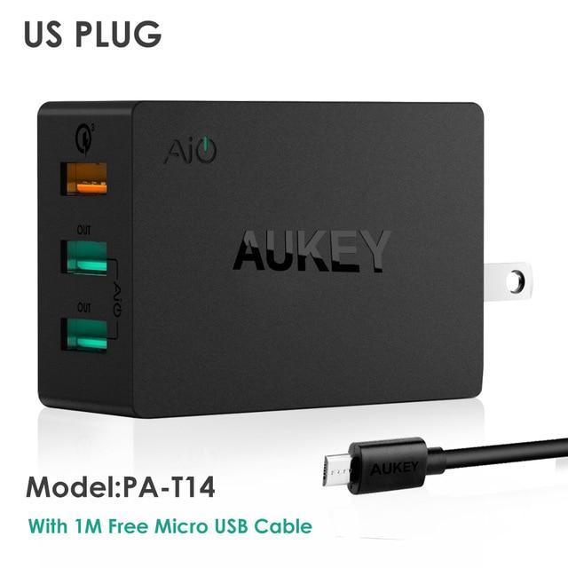 AUKEY Quick Charge 3.0 USB Charger QC3.0 Mobile Phone Fast Wall Charger For Xiaomi mi7 Samsung s8 iPhone X 8 7 iPad Power Bank-China-PAT14 US plug-JadeMoghul Inc.