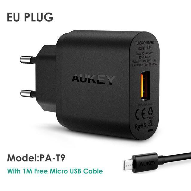 AUKEY Quick Charge 3.0 USB Charger QC3.0 Mobile Phone Fast Wall Charger For Xiaomi mi7 Samsung s8 iPhone X 8 7 iPad Power Bank-China-PAT9 EU plug-JadeMoghul Inc.