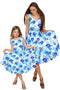 Aurora Vizcaya Fit & Flare Midi Blue Floral Dress - Women-Aurora-XS-White/Blue-JadeMoghul Inc.