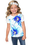 Aurora Zoe Blue Floral Print Cute Designer T-Shirt - Girls-Aurora-18M/2-White/Blue-JadeMoghul Inc.