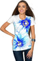 Aurora Zoe Blue Floral Print Designer Tee - Women-Aurora-XS-White/Blue-JadeMoghul Inc.