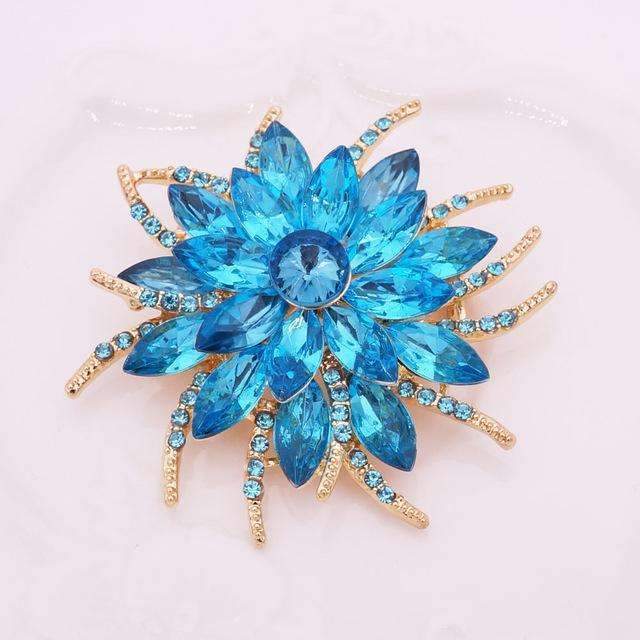 Austrian Crystal Brooch Pins For Women Top Quality Flower Broches Jewelry Fashion Wedding Party Invitation Bijoux Broche Femme-gold teal-JadeMoghul Inc.