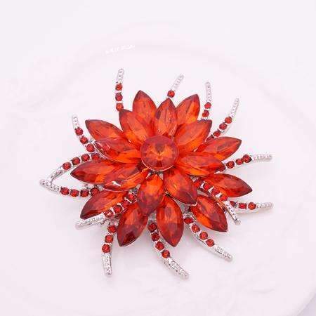 Austrian Crystal Brooch Pins For Women Top Quality Flower Broches Jewelry Fashion Wedding Party Invitation Bijoux Broche Femme-silver red-JadeMoghul Inc.