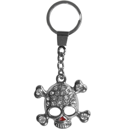 Authentic Sports Key Chains - Glitz Crystal Skull Key Chain-Key Chains,Scultped Key Chains,Antiqued Key Chain-JadeMoghul Inc.