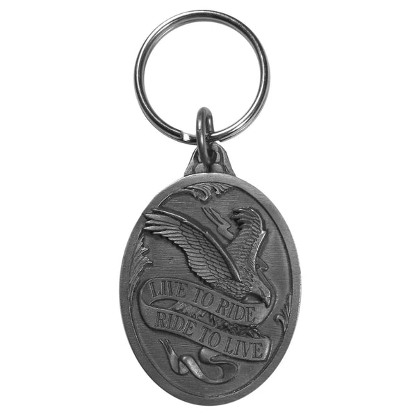 Authentic Sports Key Chains - Live To Ride Motorcycle Antiqued Metal Key Chain-Key Chains,Scultped Key Chains,Antiqued Key Chain-JadeMoghul Inc.