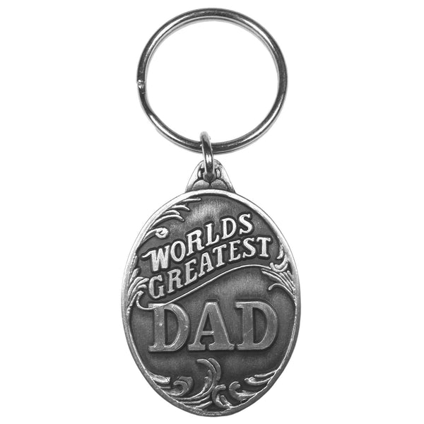 Authentic Sports Key ChainsWorld's Greatest Dad Antiqued Keyring-Key Chains,Scultped Key Chains,Antiqued Key Chain-JadeMoghul Inc.