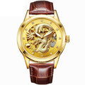 Automatic Mechanical Wristwatch - Stainless Steel Band Men's Watch-Brown gold-JadeMoghul Inc.