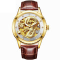 Automatic Mechanical Wristwatch - Stainless Steel Band Men's Watch-Brown white-JadeMoghul Inc.