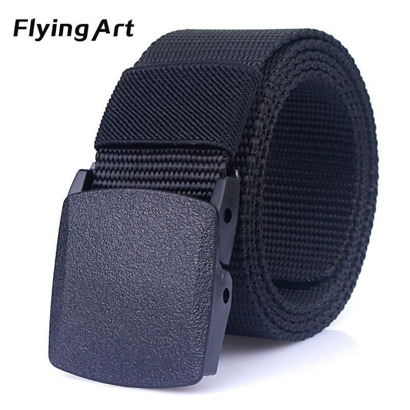 Automatic nylon belt buckle High quality military fans tactical canvas belt For man and women Hot brand belt 110 to 140cm-Black-110cm-JadeMoghul Inc.
