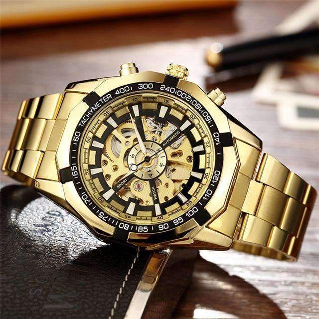 Automatic Watch Men - Gold Bracelet Wristwatch-Golden-JadeMoghul Inc.