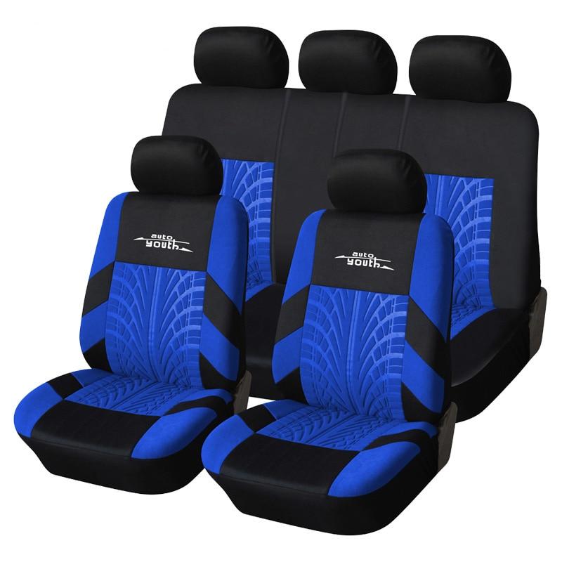 AUTOYOUTH 3 Colour Track Detail Style Car Seat Covers Set Polyester Fabric Universal Fits Most Cars Covers Car Seat Protector AExp