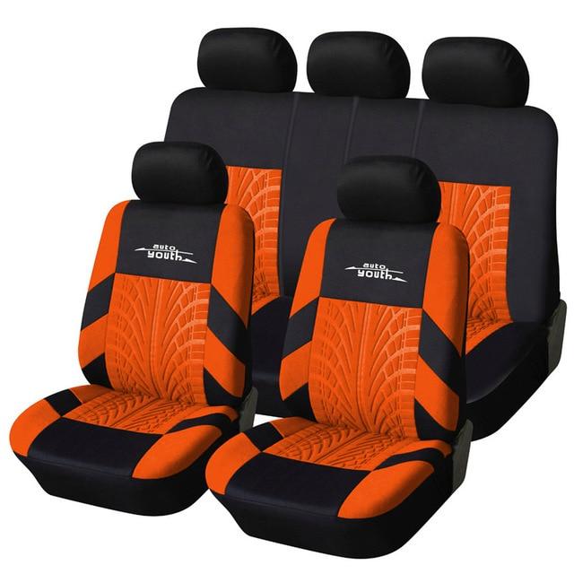 AUTOYOUTH 3 Colour Track Detail Style Car Seat Covers Set Polyester Fabric Universal Fits Most Cars Covers Car Seat Protector AExp