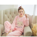 Autumn and Winter Women Pyjamas Sets Thick Warm Coral Velvet Suit Flannel Long Sleeve Female Cartoon Bear Animal Pants Sleepwear-A 23 Pink Clouds-M-JadeMoghul Inc.
