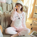 Autumn and Winter Women Pyjamas Sets Thick Warm Coral Velvet Suit Flannel Long Sleeve Female Cartoon Bear Animal Pants Sleepwear-A 29 Pink Totoro-M-JadeMoghul Inc.