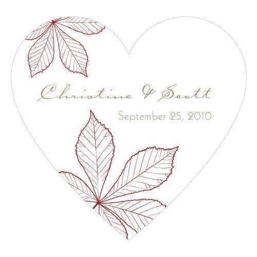 Autumn Leaf Heart Sticker Berry (Pack of 1)-Wedding Favor Stationery-Navy Blue-JadeMoghul Inc.