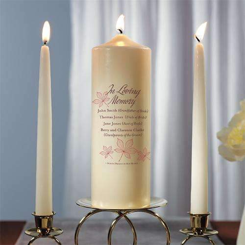 Autumn Leaf Memorial Pillar Candles Ivory Berry (Pack of 1)-Wedding Ceremony Accessories-Plum-JadeMoghul Inc.