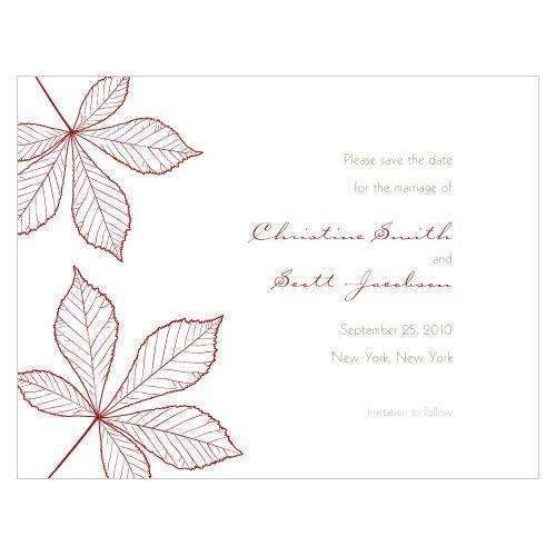 Autumn Leaf Save The Date Card Berry (Pack of 1)-Weddingstar-Plum-JadeMoghul Inc.