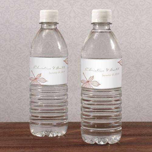 Autumn Leaf Water Bottle Label Berry (Pack of 1)-Wedding Ceremony Stationery-Leaf Green-JadeMoghul Inc.